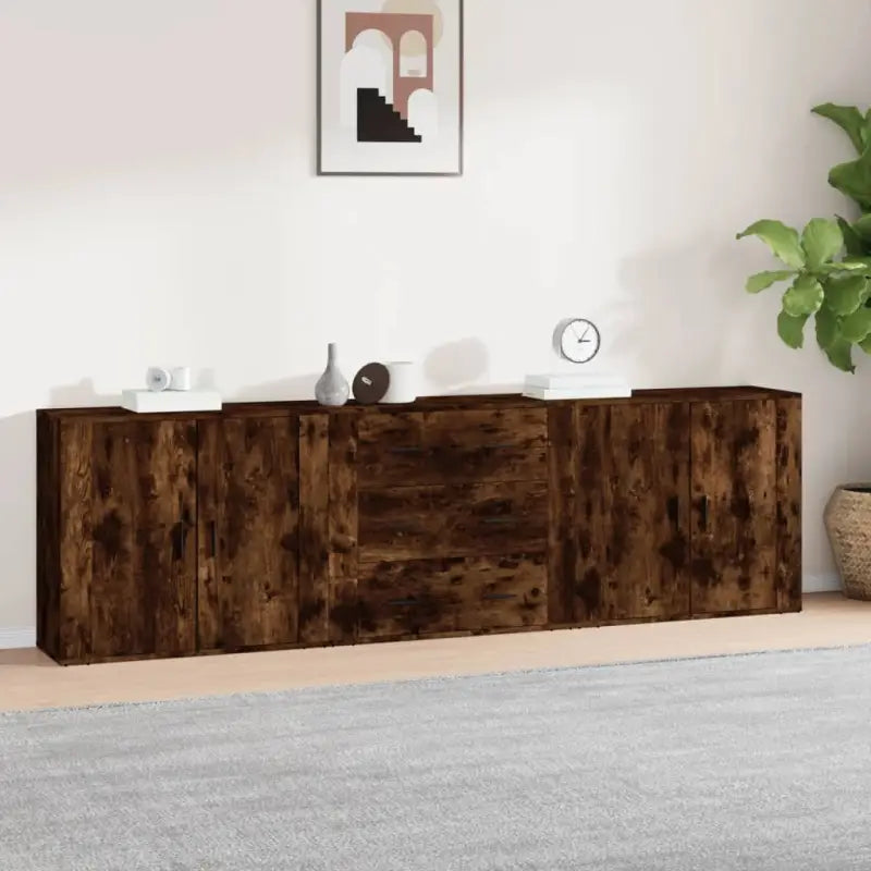 Klassieke dressoirs van bewerkt hout met tijdloze uitstraling - Gerookt eiken / 3 - Dressoirs & buffetkasten