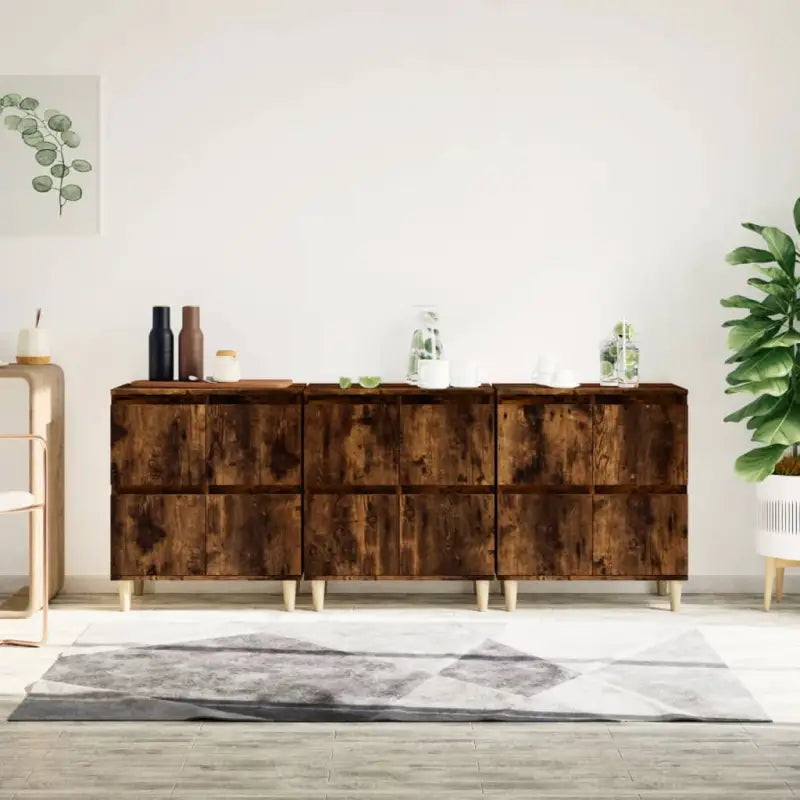 Klassieke dressoirs van bewerkt hout met tijdloze uitstraling - Gerookt eiken / 3 - Dressoirs & buffetkasten