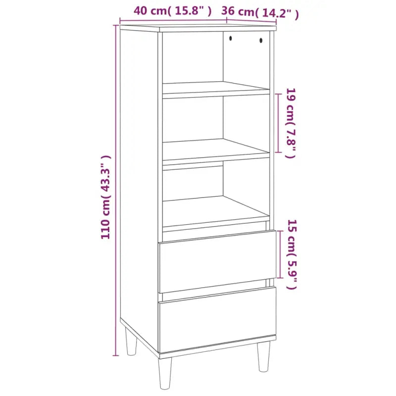 Klassieke hoge kast van bewerkt hout met houten poten en duurzame afwerking - Dressoirs & buffetkasten