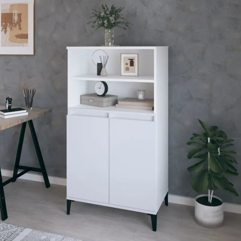 Klassieke hoge kast van bewerkt hout voor een stijlvolle inrichting - Wit / 1 - Dressoirs & buffetkasten