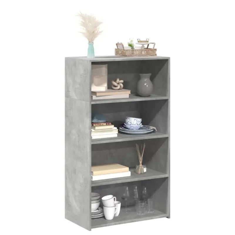 Klassieke hoge kast van bewerkt hout voor je interieur - Betongrijs / 1 - Dressoirs & buffetkasten