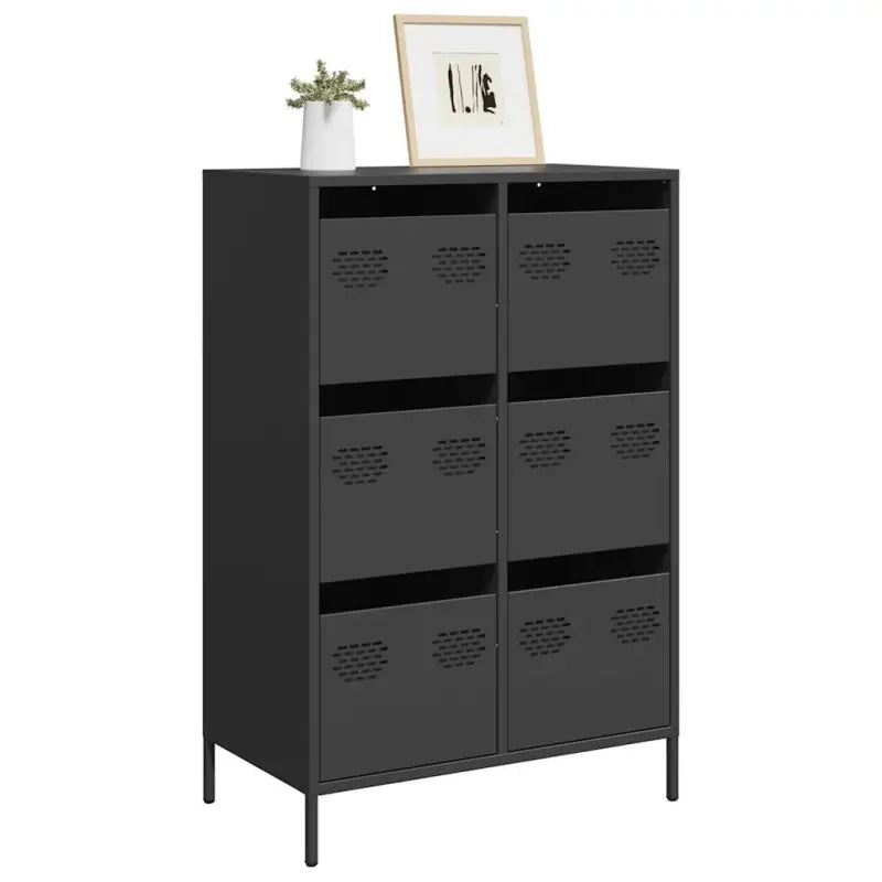 Klassieke hoge kast van koudgewalst staal voor interieur en kantoor - Zwart / 1 - Dressoirs & buffetkasten