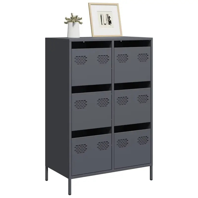 Klassieke hoge kast van koudgewalst staal voor interieur en kantoor - Antraciet / 1 - Dressoirs & buffetkasten