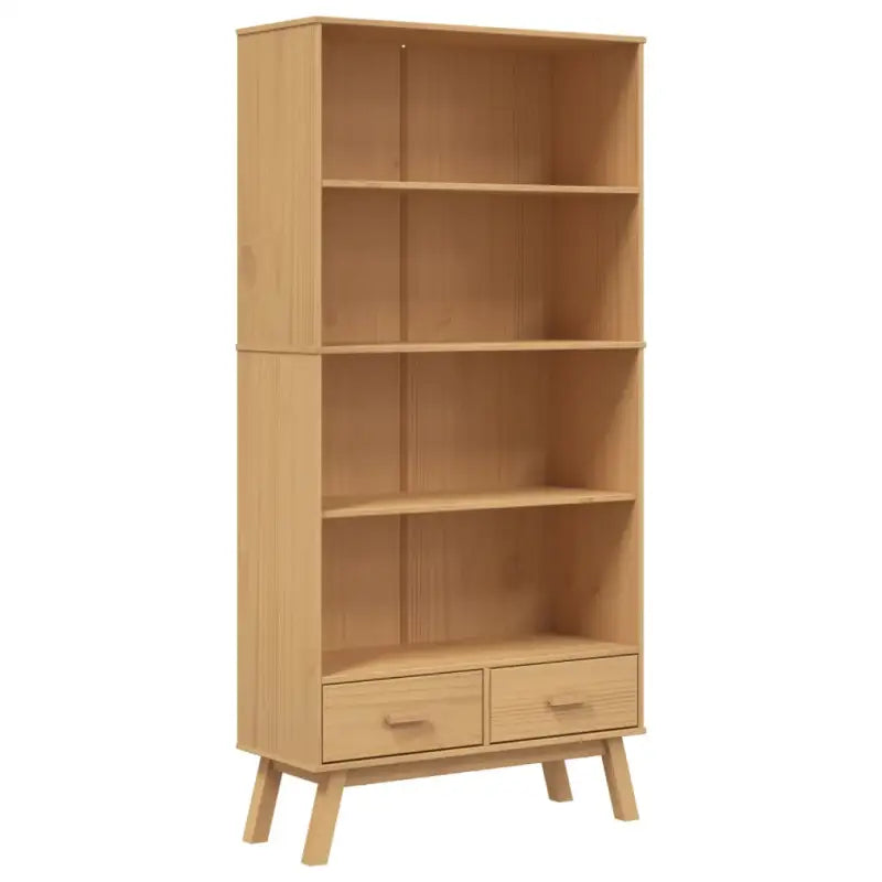 Klassieke houten boekenkast met massief grenenhout en houten poten - Bruin / 1 - Boekenkasten