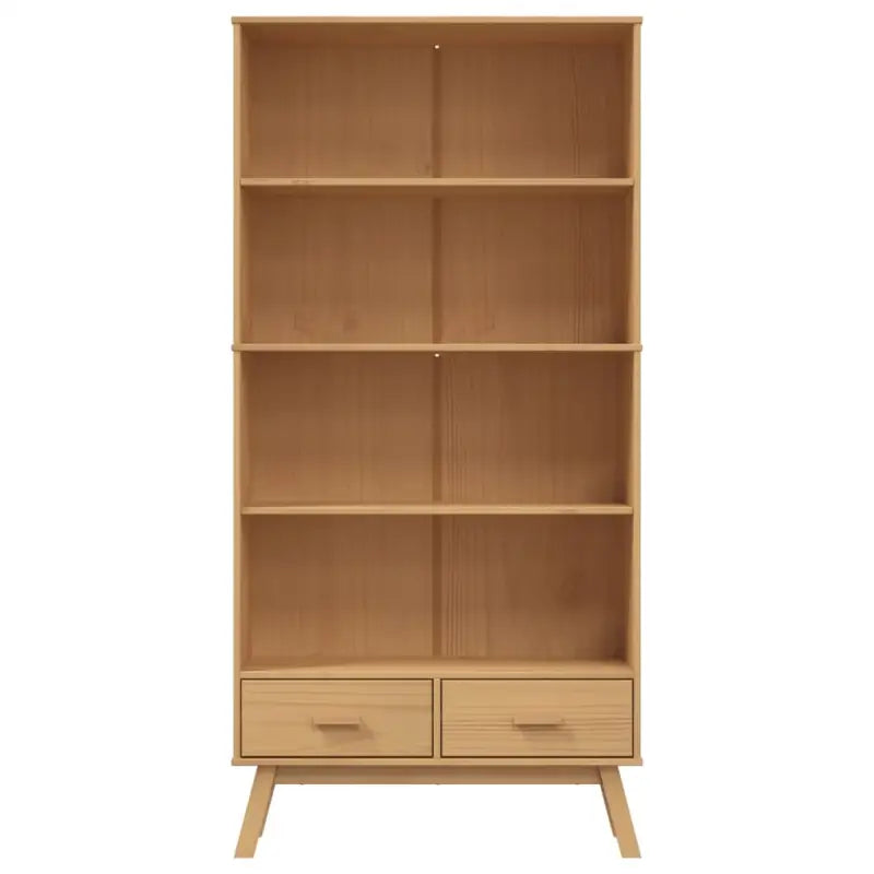 Klassieke houten boekenkast met massief grenenhout en houten poten - Bruin / 1 - Boekenkasten