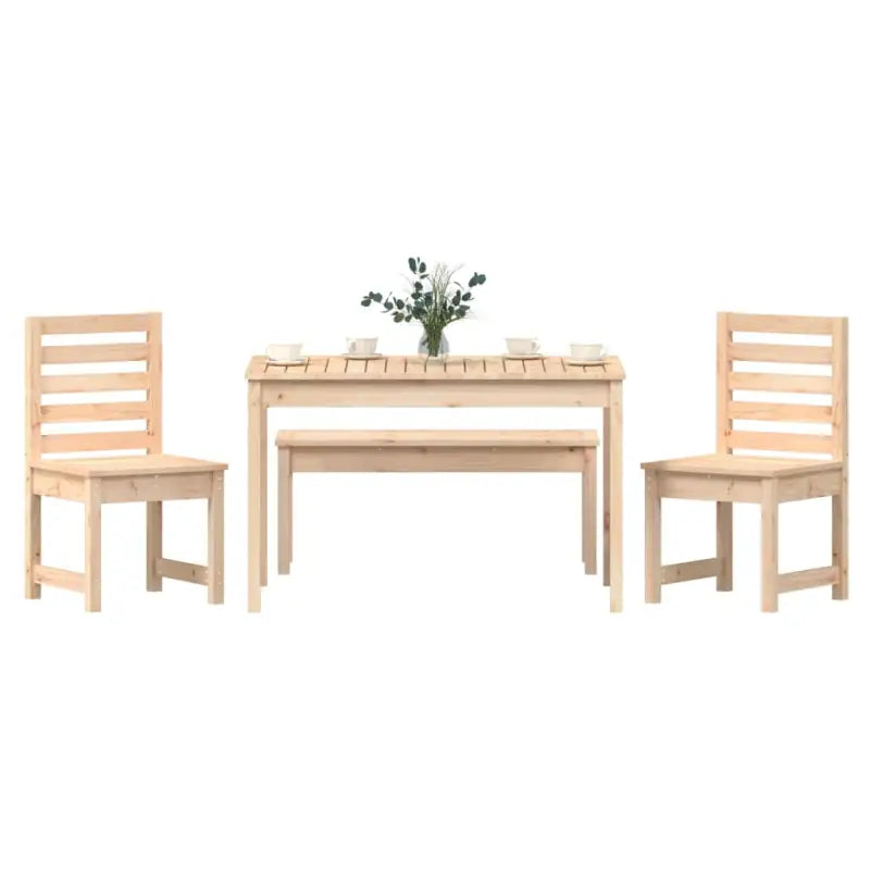 Klassieke houten tuinset met massief grenenhout en stevig tafelblad - Tuinsets