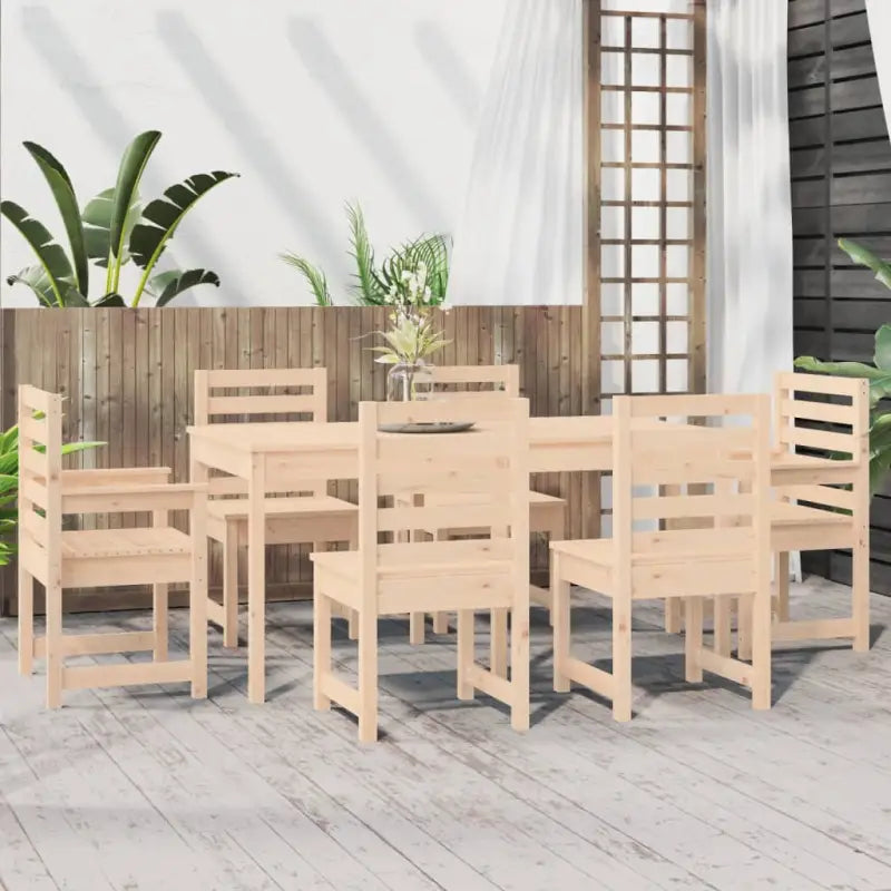 Klassieke houten tuinset van massief grenenhout met stevig tafelblad - Tuinsets