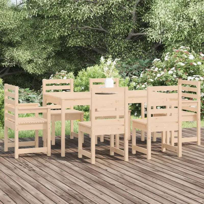 Klassieke houten tuinset van massief grenenhout met stevig tafelblad - Natuurlijk grenenhout - Tuinsets
