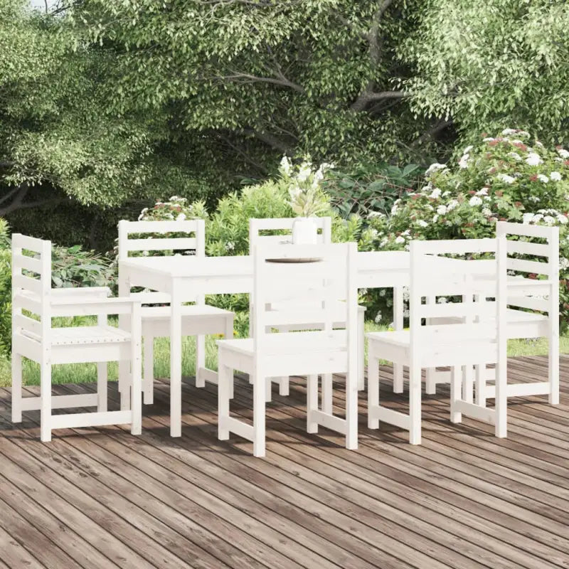 Klassieke houten tuinset van massief grenenhout met stevig tafelblad - Wit grenenhout - Tuinsets