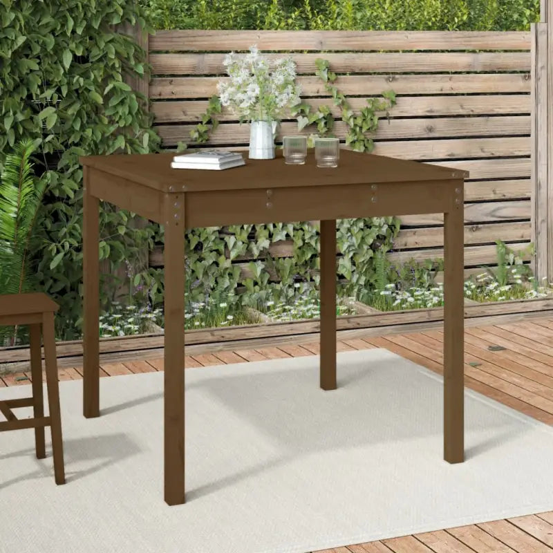 Klassieke houten tuintafel van massief grenenhout voor buiten - Honingbruin grenenhout / 82.5 x 82.5 x 76 cm / 1