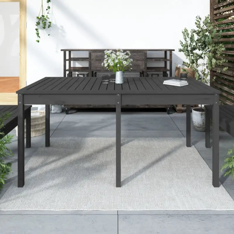 Klassieke houten tuintafel van massief grenenhout voor buiten - Grijs grenenhout / 159.5 x 82.5 x 76 cm / 1 - Tuintafels
