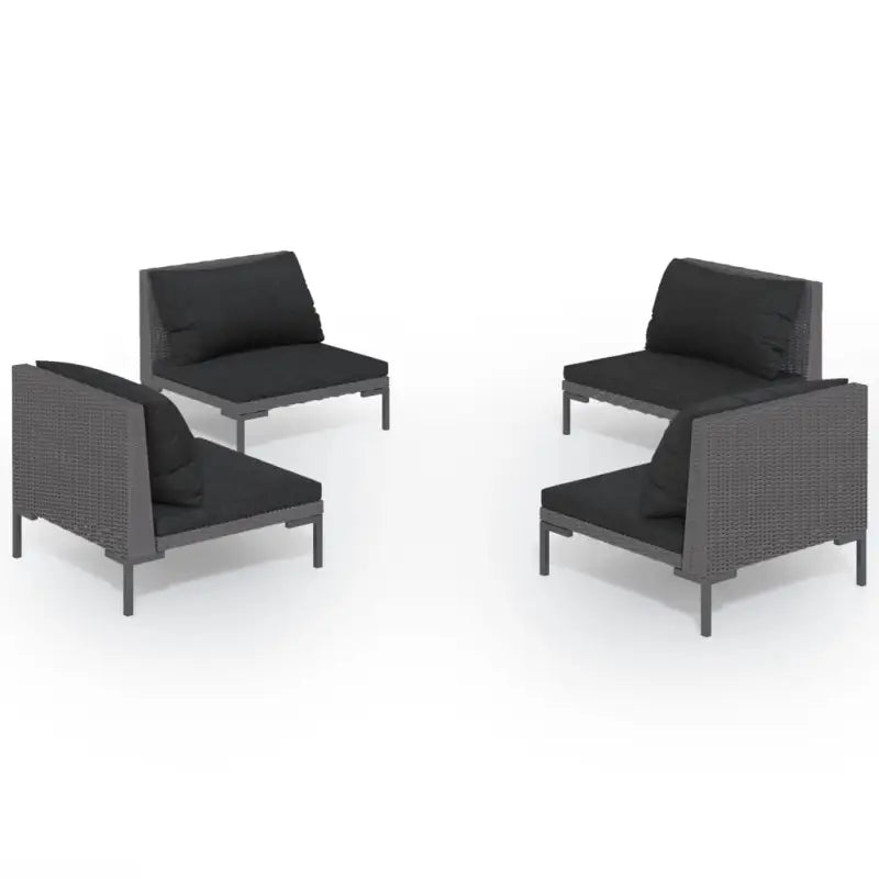 Klassieke loungeset met halfrond PE-rattan en lichtgewicht constructie - 4x midden - Tuinsets