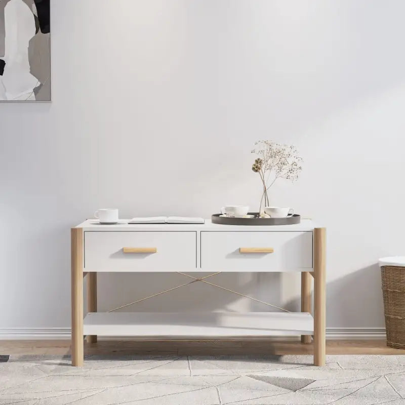 Klassieke salontafel met bewerkt hout en houten poten - Wit / 1 - Salontafels