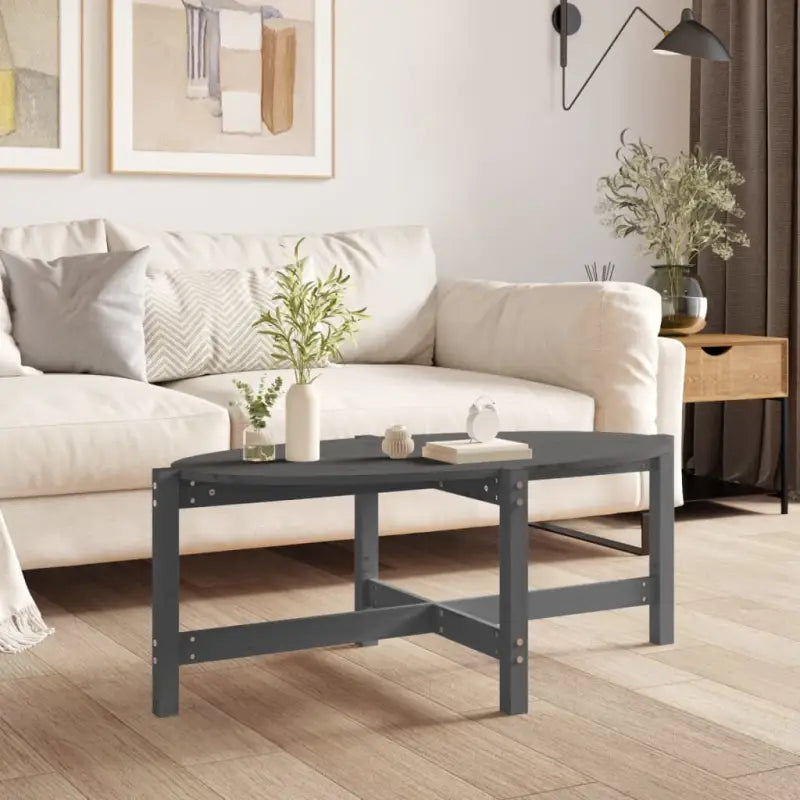 Klassieke salontafel van massief grenenhout met rustieke charme - Grijs / 118 x 63 x 45 cm / 1 - Salontafels
