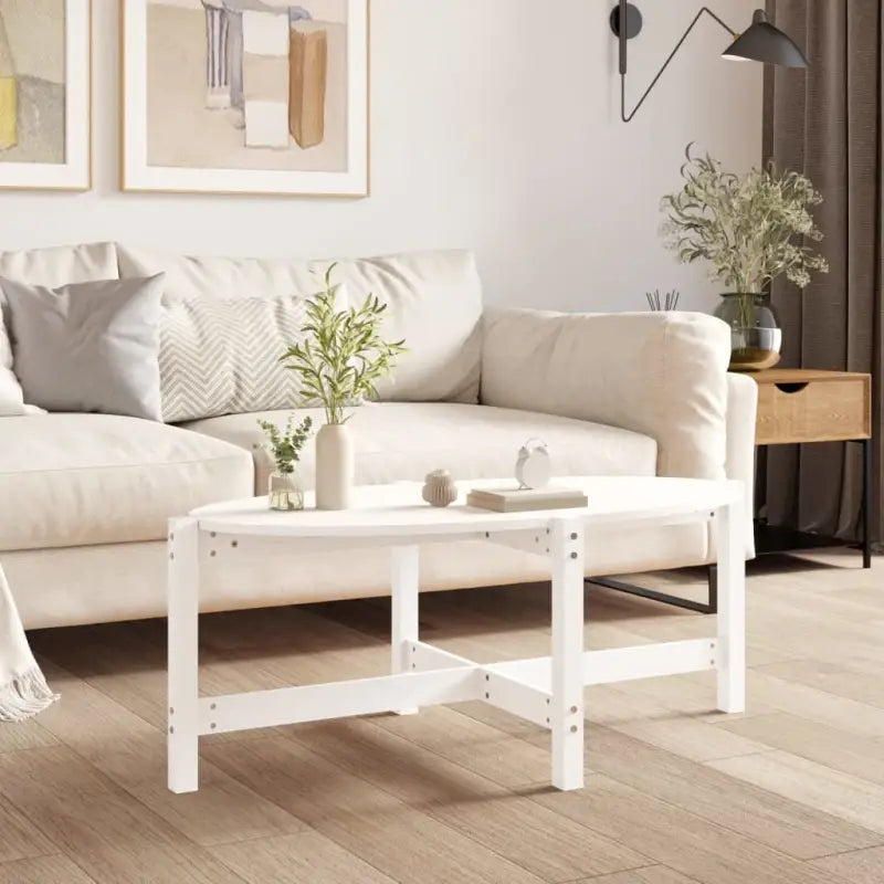 Klassieke salontafel van massief grenenhout met rustieke charme - Wit / 118 x 63 x 45 cm / 1 - Salontafels