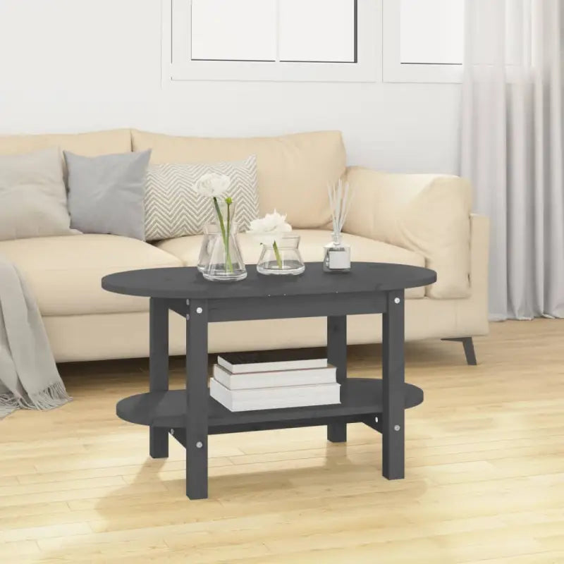 Klassieke salontafel van massief grenenhout met rustieke uitstraling - Grijs / 80 x 45 x 45 cm / 1 - Salontafels