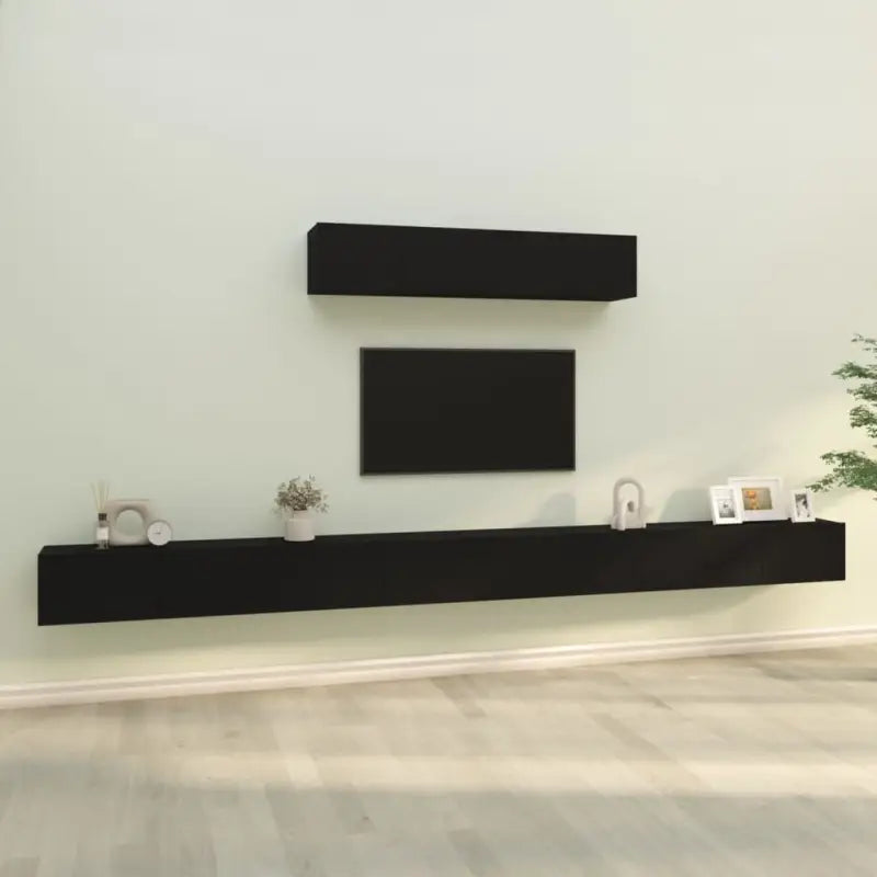 Klassieke televisiekast met bewerkt hout voor een stijlvol interieur - Zwart / 6 / 100 cm - Tv-meubels