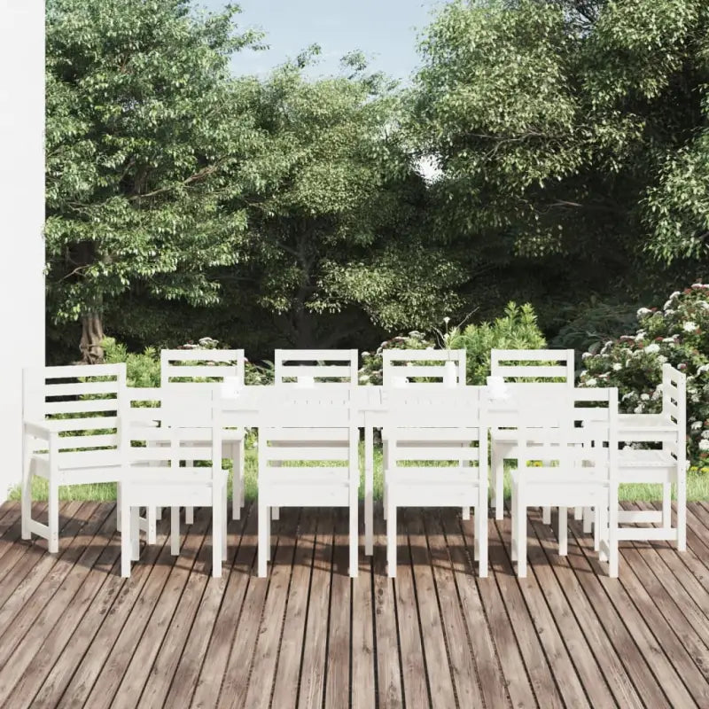 Klassieke tuinset van massief douglashout met stevig tafelblad - Wit grenenhout - Tuinsets