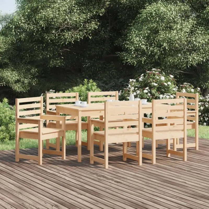 Klassieke tuinset van massief grenenhout met stevig tafelblad - Natuurlijk grenenhout - Tuinsets