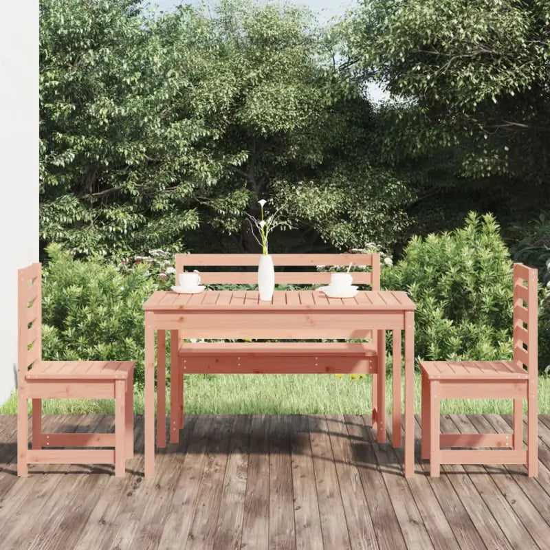 Klassieke tuinset van massief grenenhout met stevig tafelblad - Natuurlijk douglashout - Tuinsets