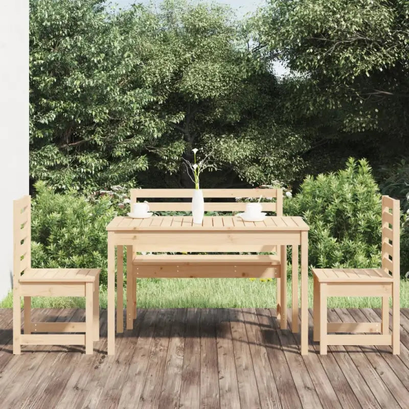 Klassieke tuinset van massief grenenhout met stevig tafelblad - Tuinsets
