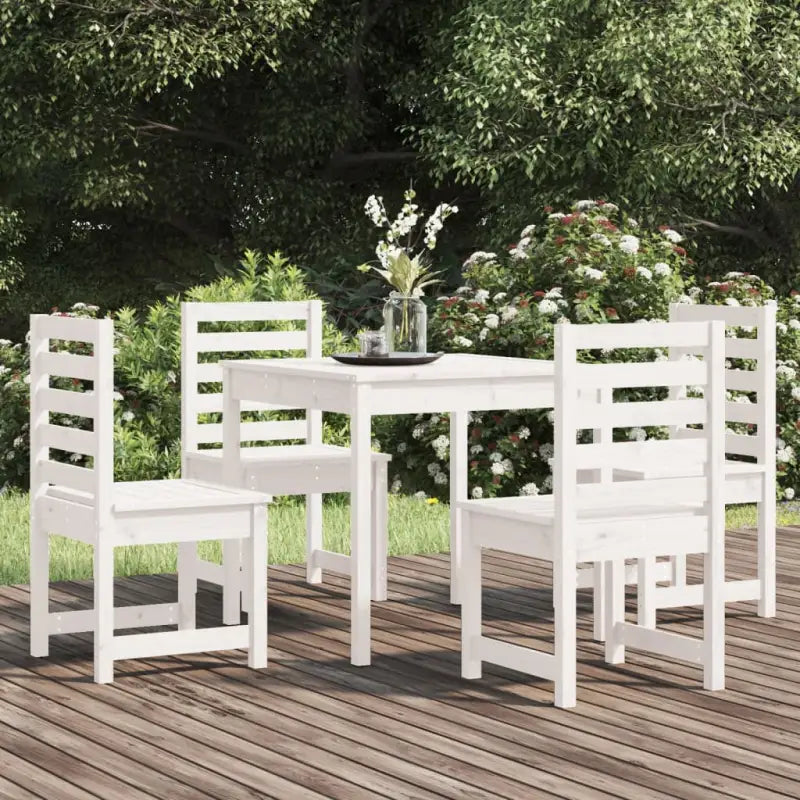 Klassieke tuinset van massief grenenhout met stevig tafelblad - Wit grenenhout - Tuinsets