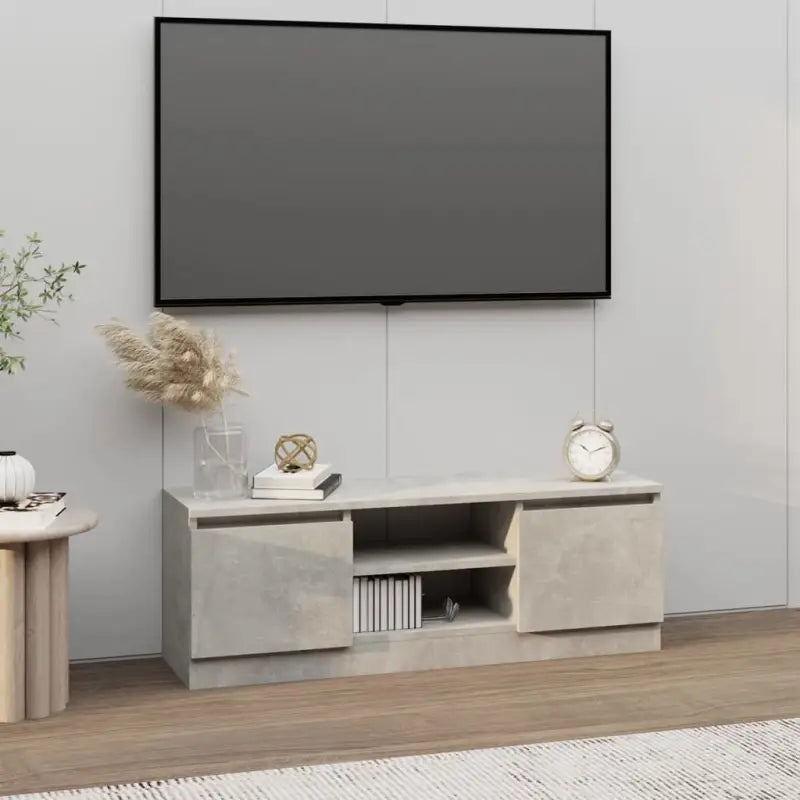 Klassieke TV-Kast met Deur in Hoogwaardig Bewerkt Hout - Betongrijs / 1 - Tv-meubels