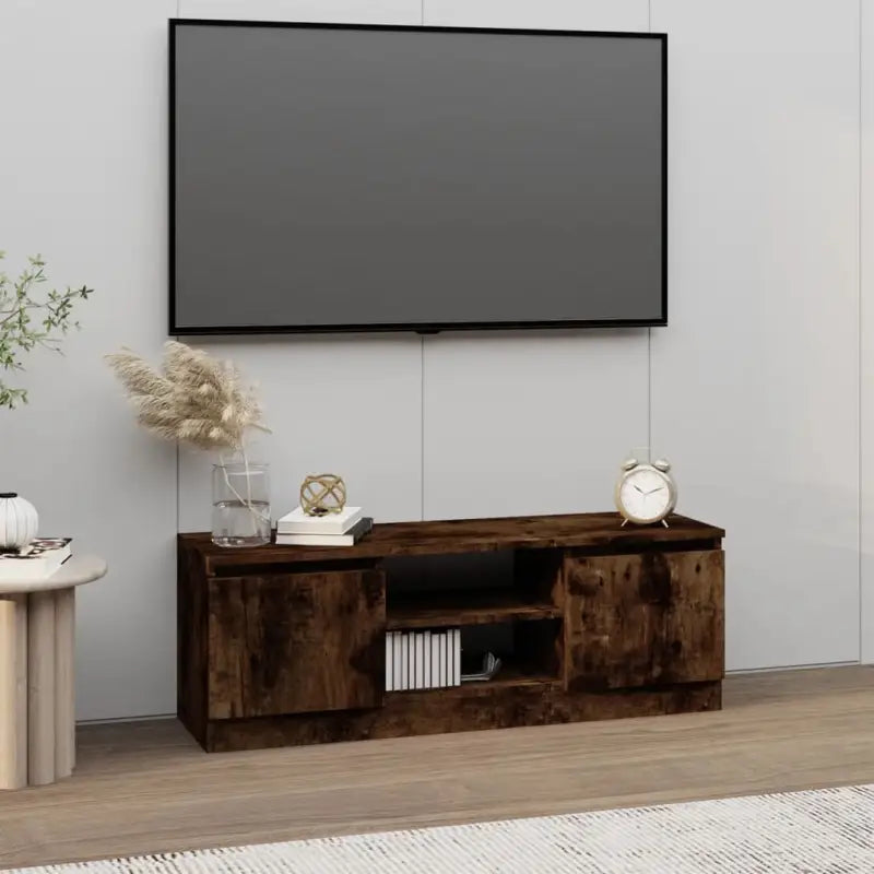 Klassieke TV-Kast met Deur in Hoogwaardig Bewerkt Hout - Gerookt eiken / 1 - Tv-meubels