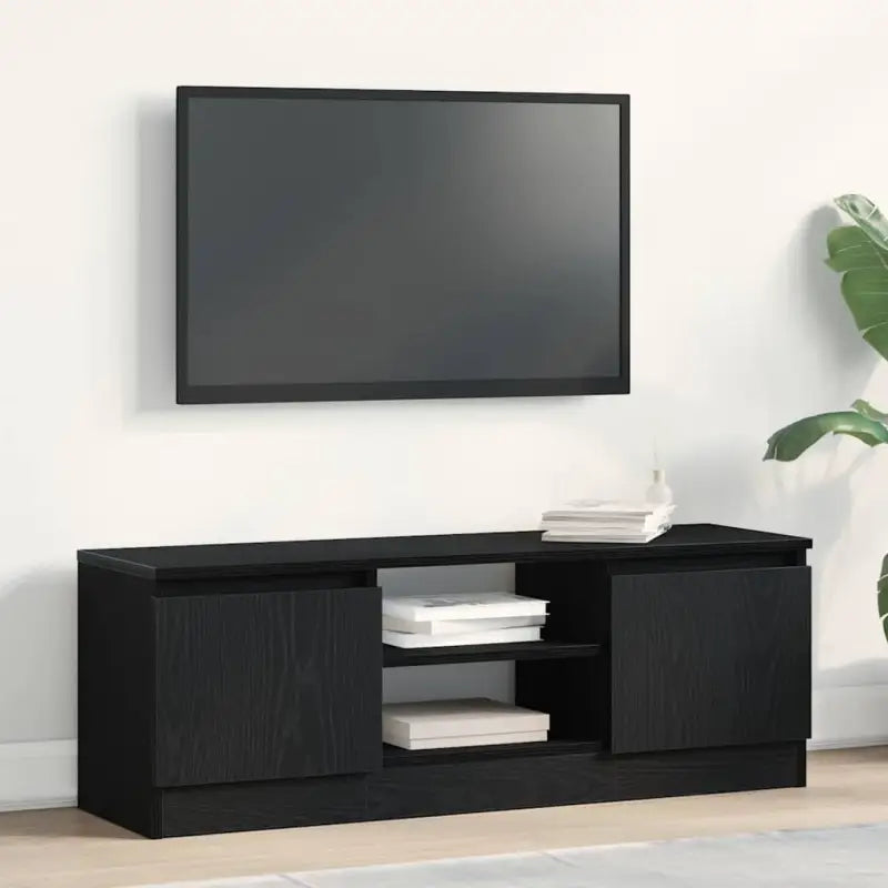 Klassieke TV-Kast met Deur in Hoogwaardig Bewerkt Hout - Zwart eiken / 1 - Tv-meubels