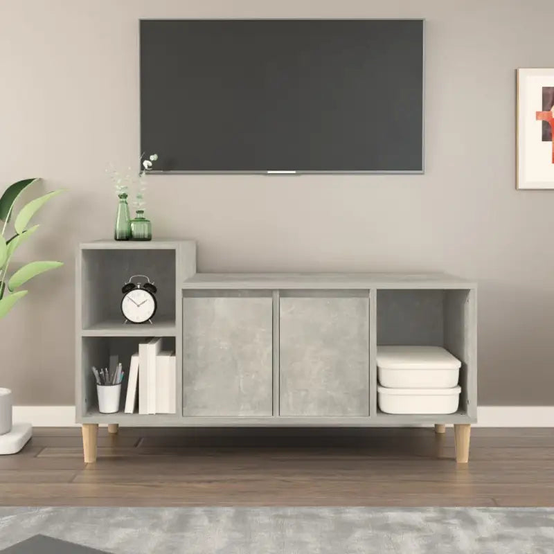 Klassieke Tv-meubel van bewerkt hout in grijs sonoma stijl - Betongrijs / 1 - Tv-meubels