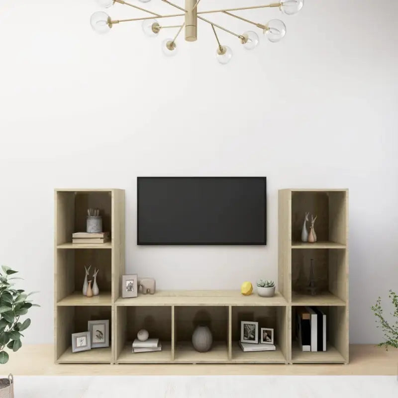 Klassieke TV-meubel van bewerkt hout voor een stijlvolle woonkamer - Sonoma eiken / 3 - Tv-meubels