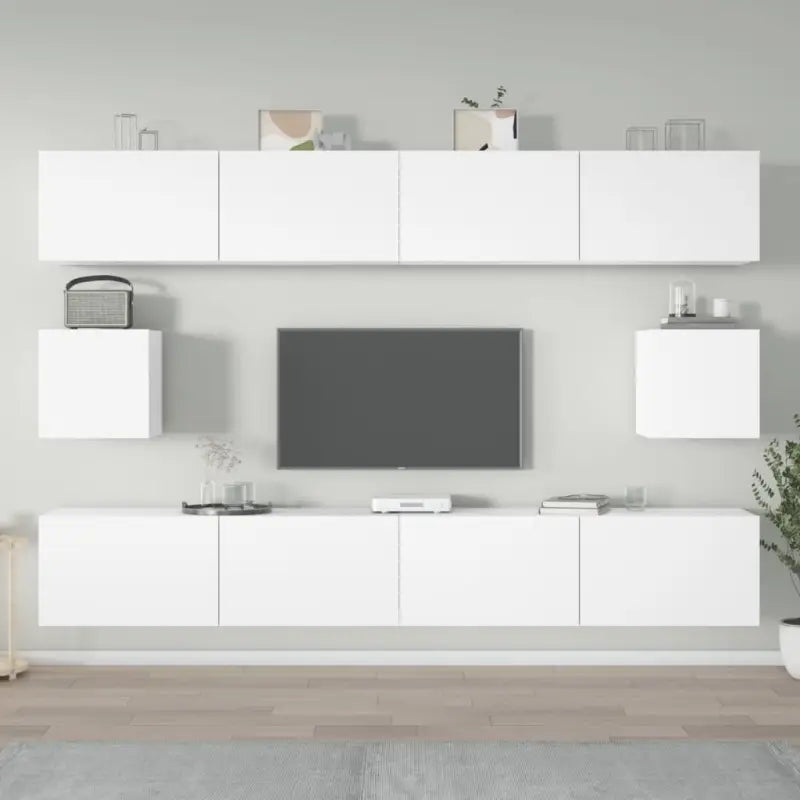 Klassieke Tv-meubels met bewerkt hout en hoogwaardig design - Wit / 6 / 100 cm - Tv-meubels