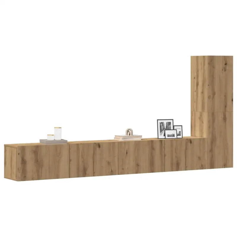 Klassieke Tv-meubels met bewerkt hout voor een stijlvolle kamer - artisanaal eikenkleurig / 4 / 100 cm - Tv-meubels