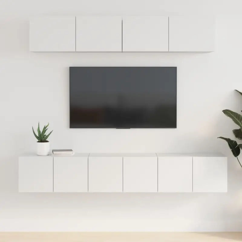 Klassieke tv-meubels van bewerkt hout in Grijs Sonoma stijl - Wit / 5 / 80 cm - Tv-meubels
