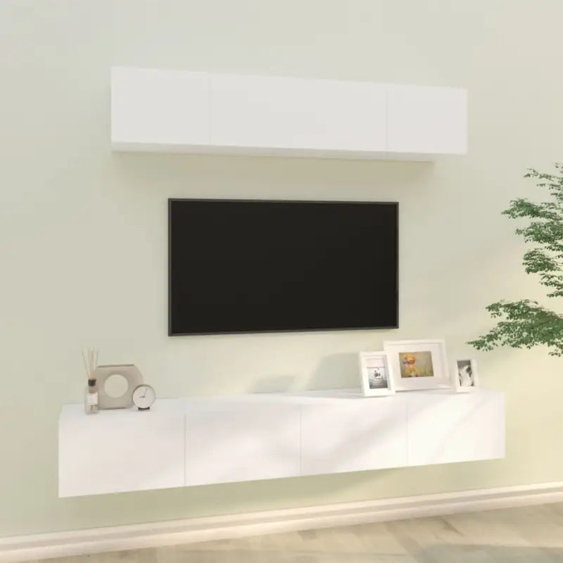 Klassieke Tv-meubels van bewerkt hout met stabiel en stijlvol ontwerp - Wit / 4 / 80 cm - Tv-meubels