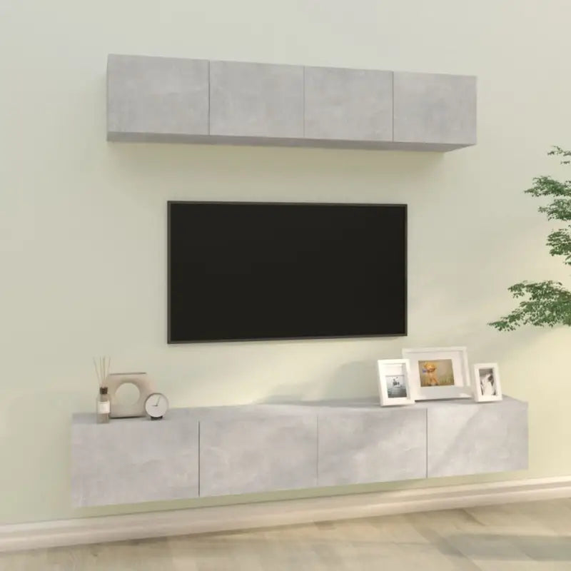 Klassieke Tv-meubels van bewerkt hout met stabiel en stijlvol ontwerp - Betongrijs / 4 / 100 cm - Tv-meubels