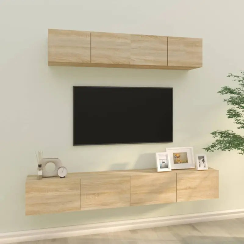 Klassieke Tv-meubels van bewerkt hout met stabiel en stijlvol ontwerp - Sonoma eiken / 4 / 80 cm - Tv-meubels