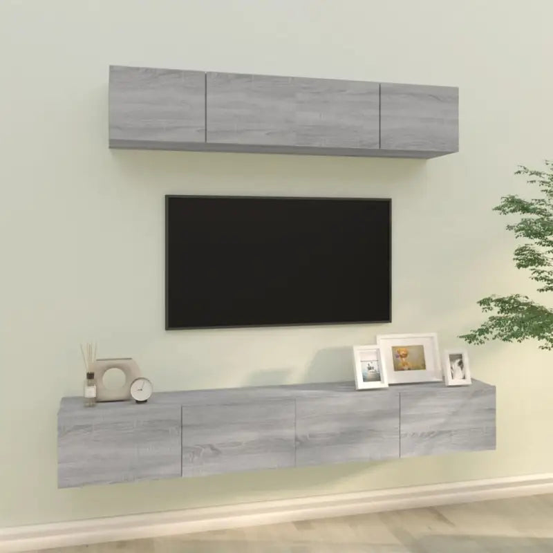 Klassieke Tv-meubels van bewerkt hout met stabiel en stijlvol ontwerp - Grijs sonoma / 4 / 80 cm - Tv-meubels