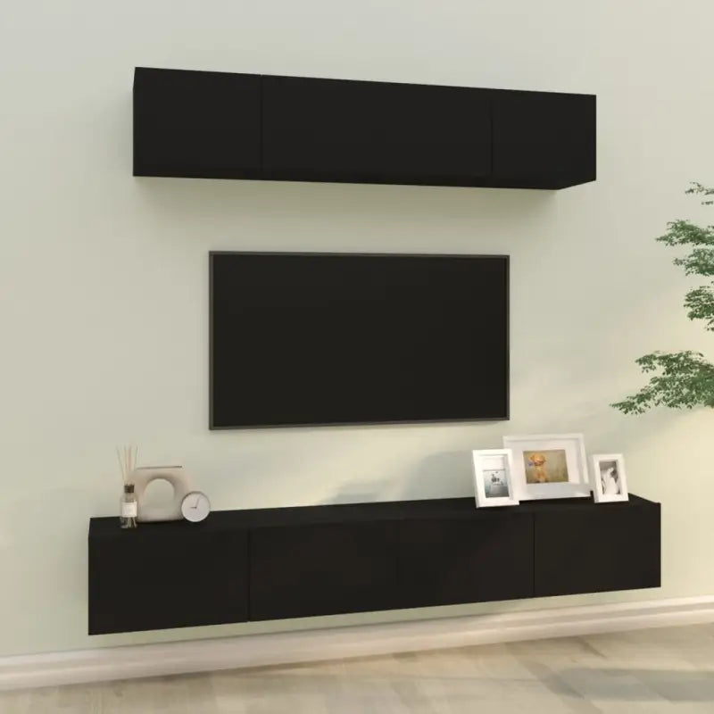 Klassieke Tv-meubels van bewerkt hout met stabiel en stijlvol ontwerp - Zwart / 4 / 100 cm - Tv-meubels