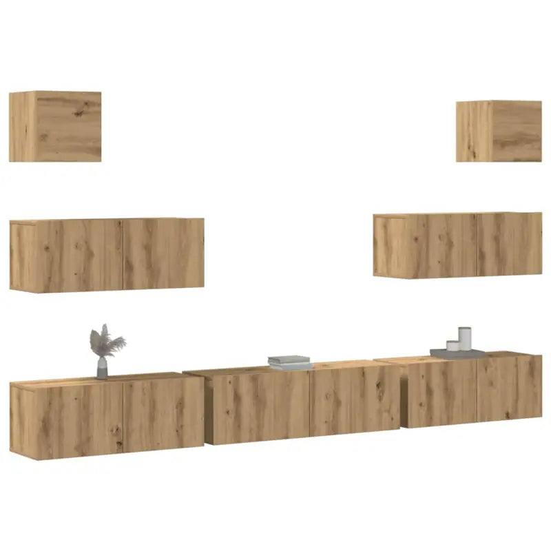 Klassieke Tv-meubels van bewerkt hout met trendy en praktische design - artisanaal eikenkleurig / 7 - Tv-meubels