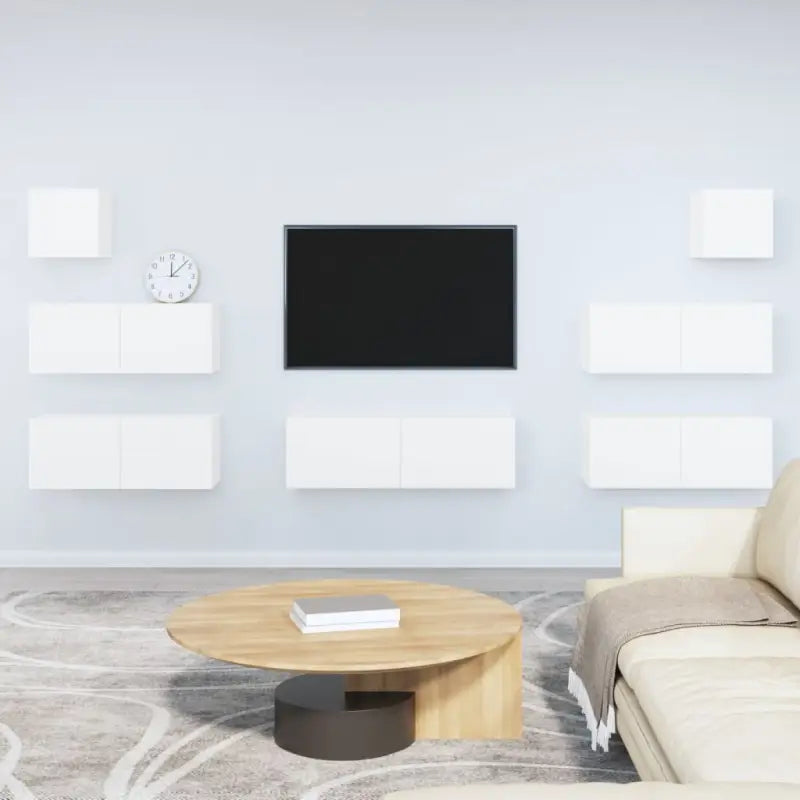 Klassieke Tv-meubels van bewerkt hout met trendy en praktische design - Wit / 7 - Tv-meubels