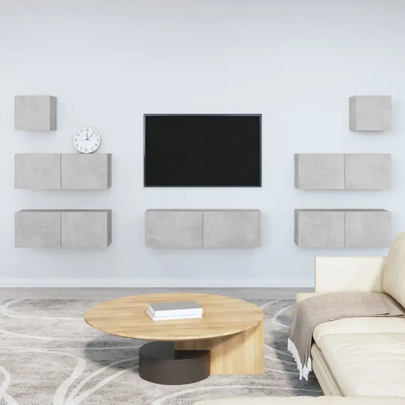 Klassieke Tv-meubels van bewerkt hout met trendy en praktische design - Betongrijs / 7 - Tv-meubels