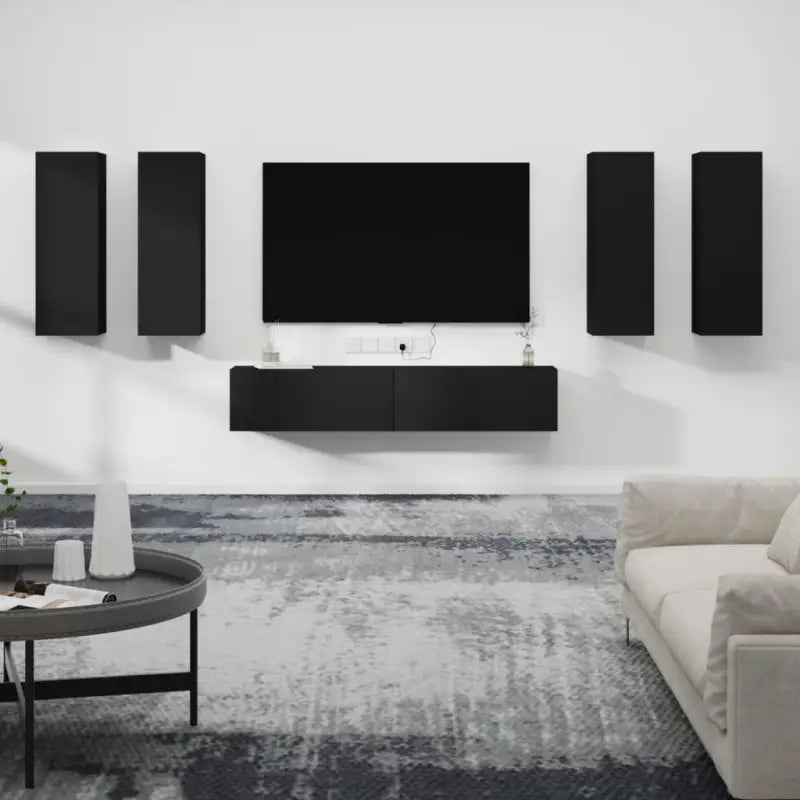 Klassieke TV-meubels van bewerkt hout met trendy en praktische design - Zwart / 6 / 90 cm - Tv-meubels