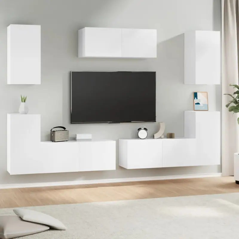 Klassieke TV-meubels van bewerkt hout met trendy en praktische design - Wit / 7 / 80 cm - Tv-meubels