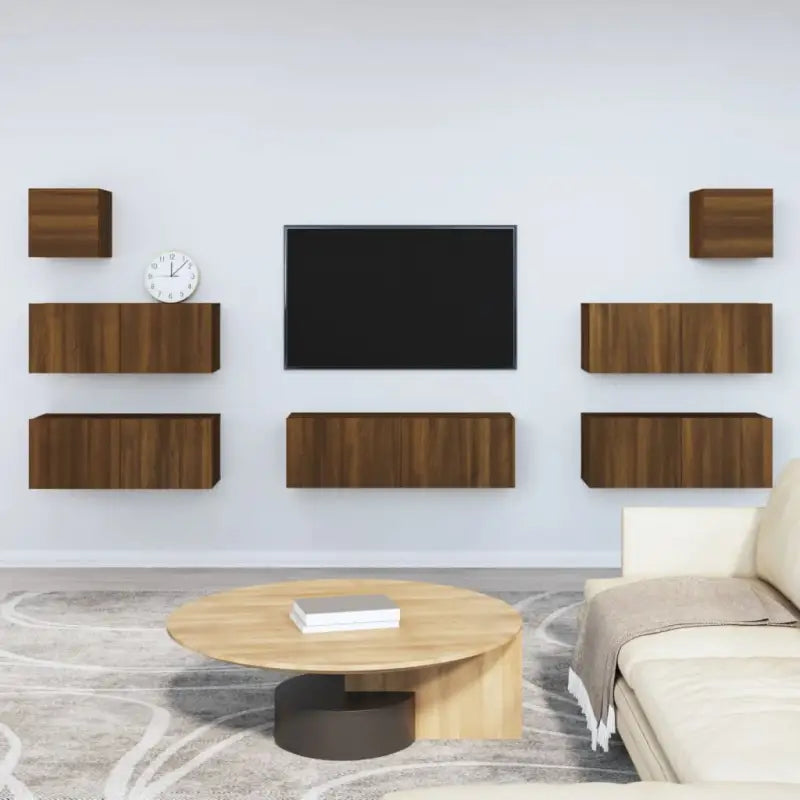 Klassieke Tv-meubels van bewerkt hout met trendy en praktische design - bruin eikenkleur / 7 - Tv-meubels