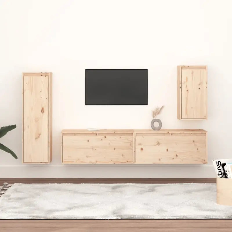 Klassieke Tv-meubels van massief grenenhout voor een stijlvolle kamer - Naturel / 4 - Tv-meubels