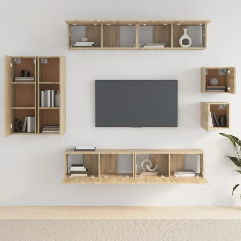 Klassieke tv-meubelset van bewerkt hout met trendy en praktische stijl - Tv-meubels