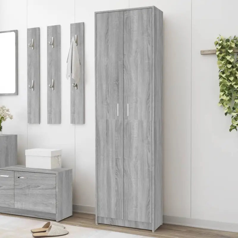 Kledingkast in grijs sonoma van bewerkt hout met veel opbergruimte - Grijs sonoma / 1 - Kledingkasten