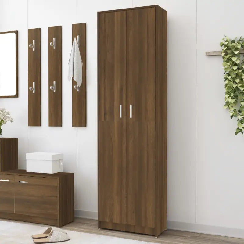 Kledingkast in grijs sonoma van bewerkt hout met veel opbergruimte - bruin eikenkleur / 1 - Kledingkasten