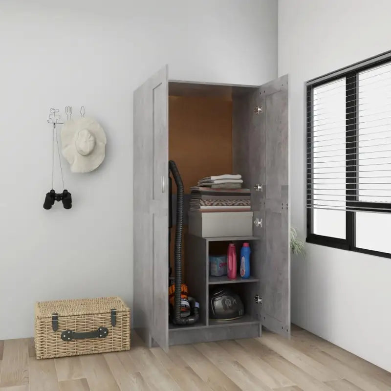 Kledingkast van bewerkt hout voor elegante en praktische opbergruimte - Betongrijs / 1 - Kledingkasten